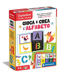Clementoni 16726 Sapientino - play and create stencil and letters puzzle to compose, educational game to learn alphabet, children 3-6 years old, made in italy, multi-colored, medium
