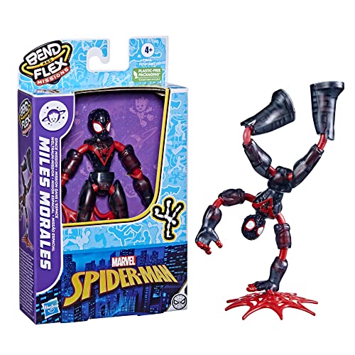 HASBRO - Hasbro Marvel Spider-Man Bend and Flex Missions Miles Morales Space Mission Figure, 15-cm-scale Bendable Toy for Ages 4 and Up, Multicolor, F3844
