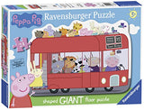 Ravensburger peppa pig london red bus 24 piece giant shaped floor jigsaw puzzle for kids age 3 years up - educational toys for toddlers