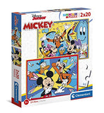 Clementoni 24791 disney mickey supercolor mickey-2x20 (includes 2 20 pieces) -made in italy children 3 years, mouse, cartoon puzzles, multicolour, medium
