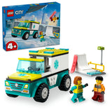 LEGO City Emergency Ambulance and Snowboarder Vehicle Toys for 4 Plus Year Old Kids, Boys & Girls with Boarder and Paramedic Minifigures, Building Toy for Imaginative Play, Gift Idea 60403