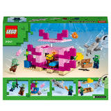 LEGO 21247 Minecraft The Axolotl House Set, Buildable Pink Underwater Base with Diver Explorer, Zombie plus Dolphin and Puffer Fish Figures, Adventure Toys for Kids, Girls, Boys Aged 7 Plus