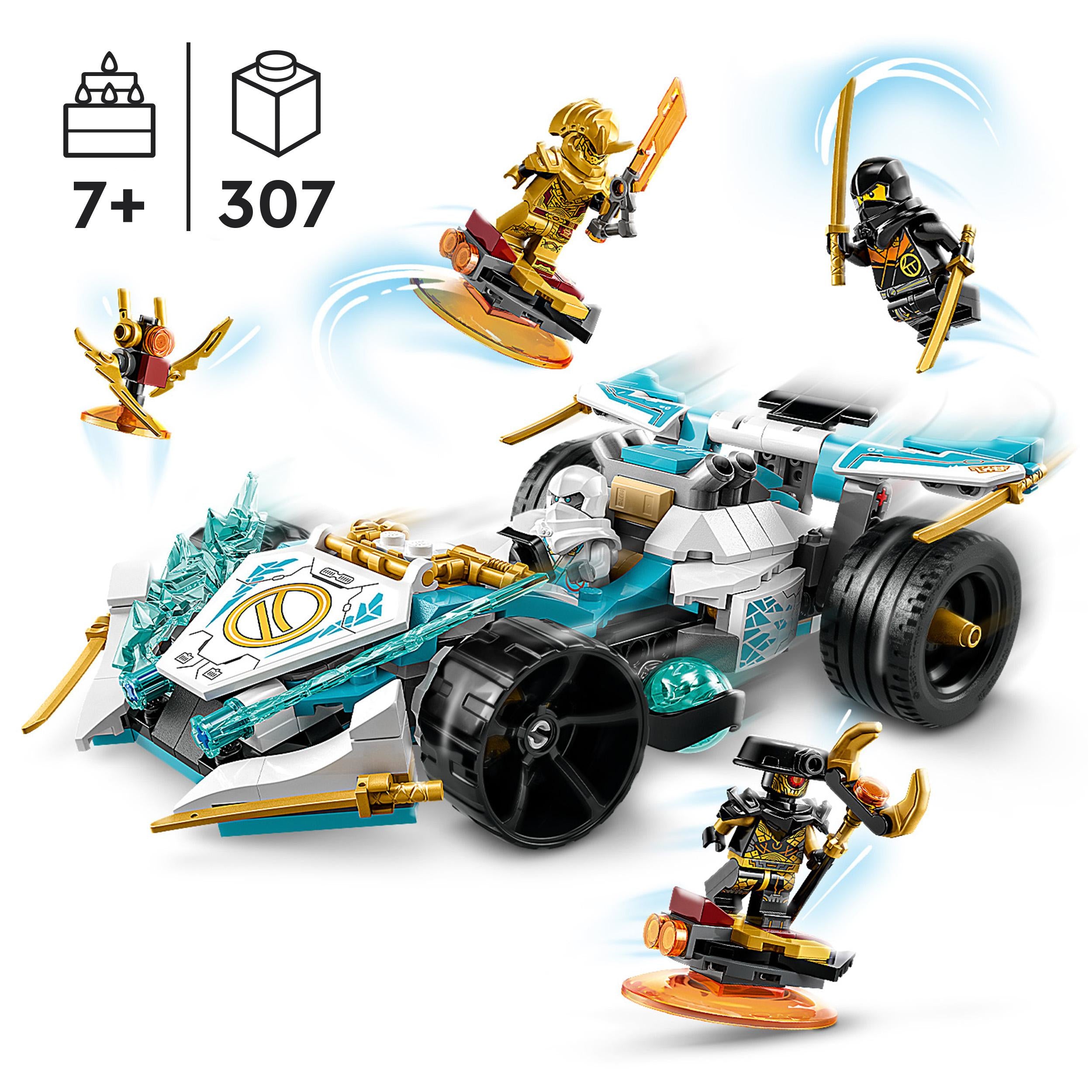 LEGO 71791 NINJAGO Zane's Dragon Power Spinjitzu Racing Car Toy for 7 Plus Year Old Kids, Boys & Girls, Vehicle Construction Set with Spinning Function and 4 Minifigures