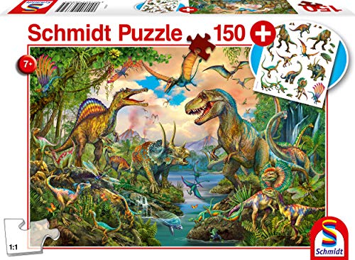 Schmidt Spiele Puzzle 56332 Wild Dinosaurs with Tattoos Dinosaurs Children's Puzzle 150 Pieces Multi-Coloured