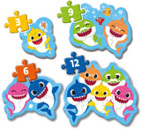 CLEMENTONI - My First Puzzles - 4 Shaped Puzzles - Baby Shark - Super Color