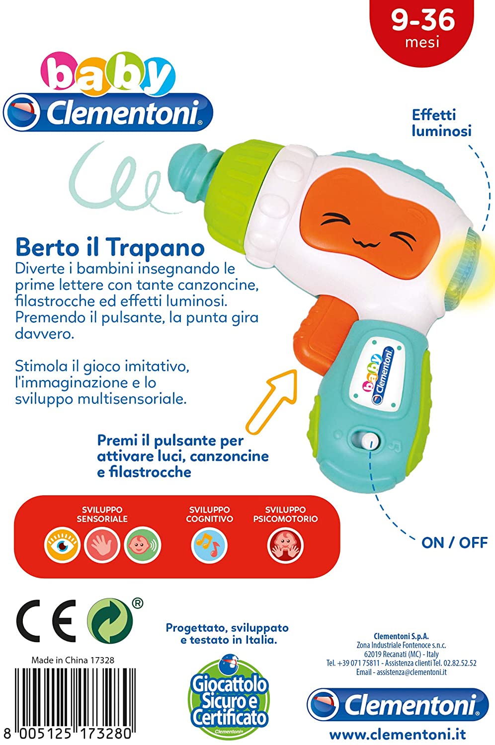 Baby Clementoni - Berto il Trapano - Italian Edition