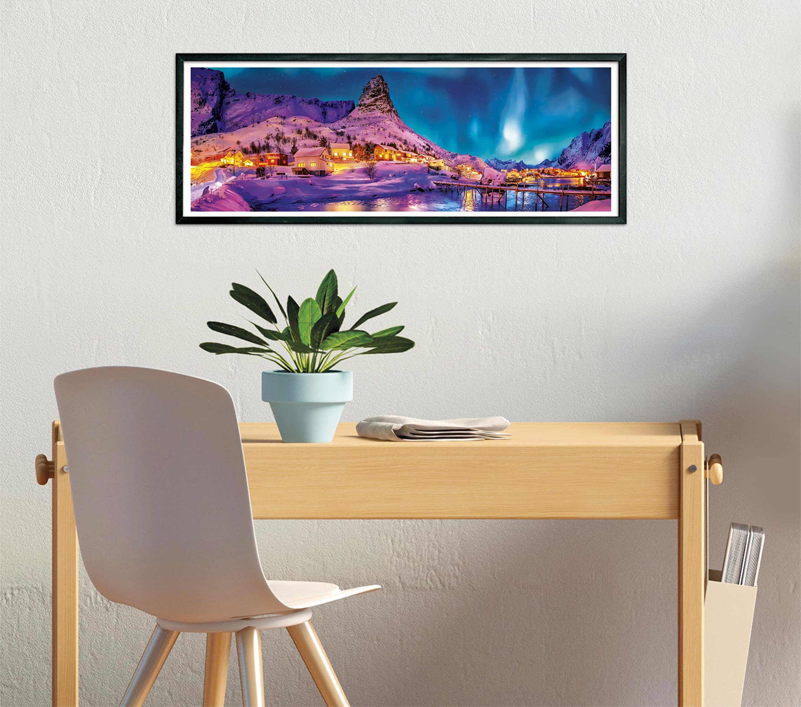CLEMENTONI - Puzzle - Colorful Night over Lofoten Islands - 1000 Pieces Panorama - Age: 10-99
