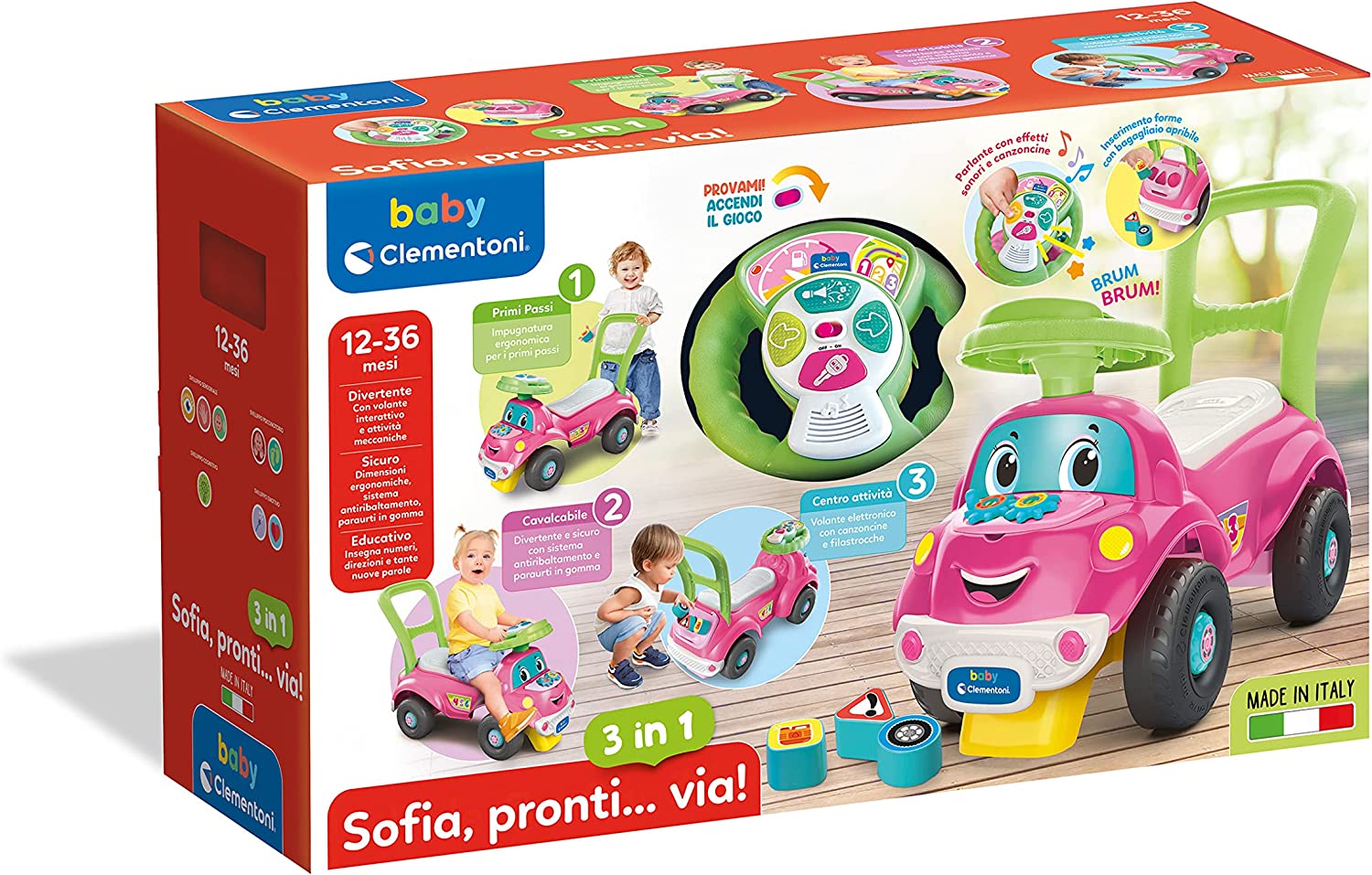 Baby Clementoni - Sofia Pronti Via 3 in 1 (Italian Edition)