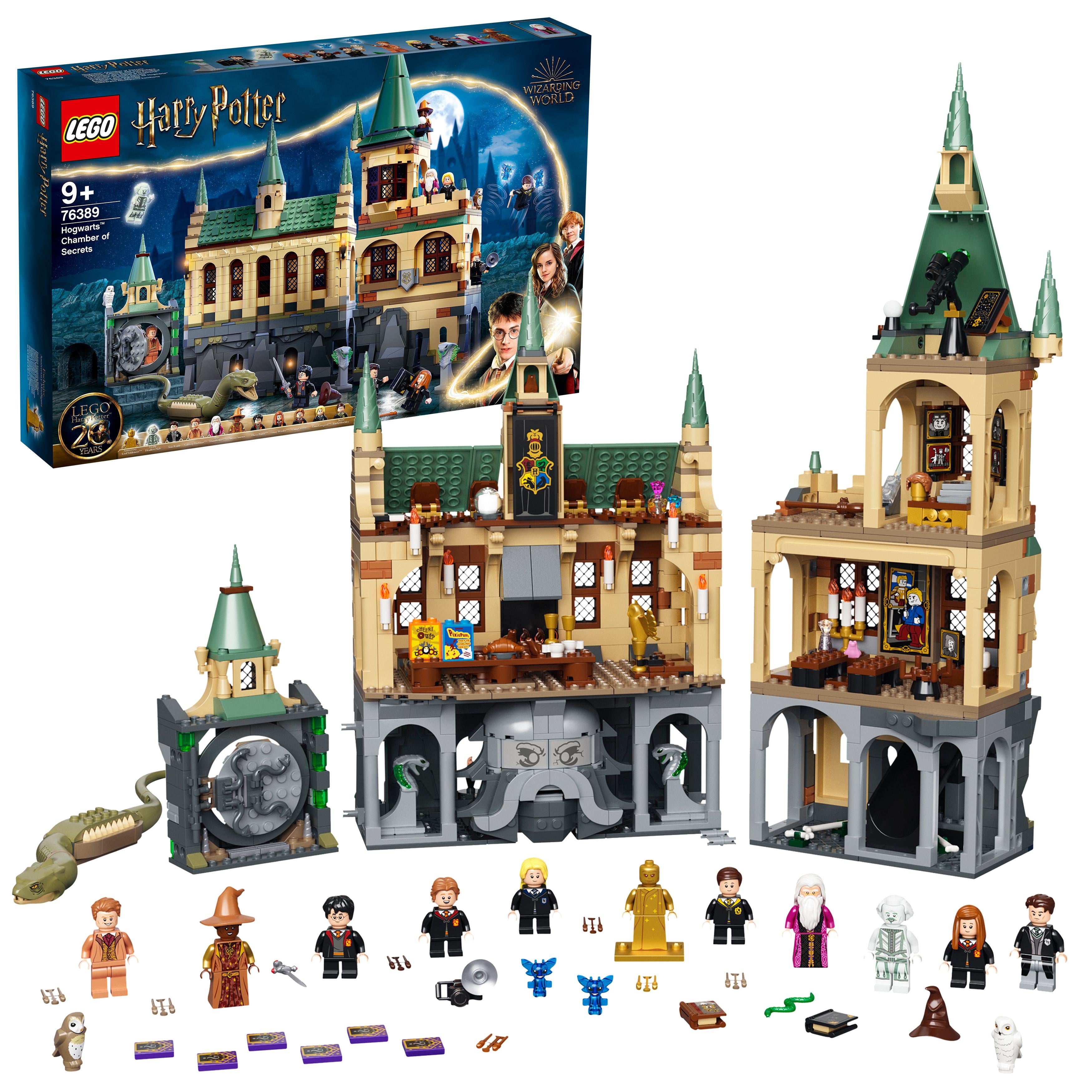 LEGO 76389 Harry Potter Hogwarts Chamber of Secrets Modular Castle Toy with The Great Hall, 20th Anniversary Set with Collectible Golden Minifigure