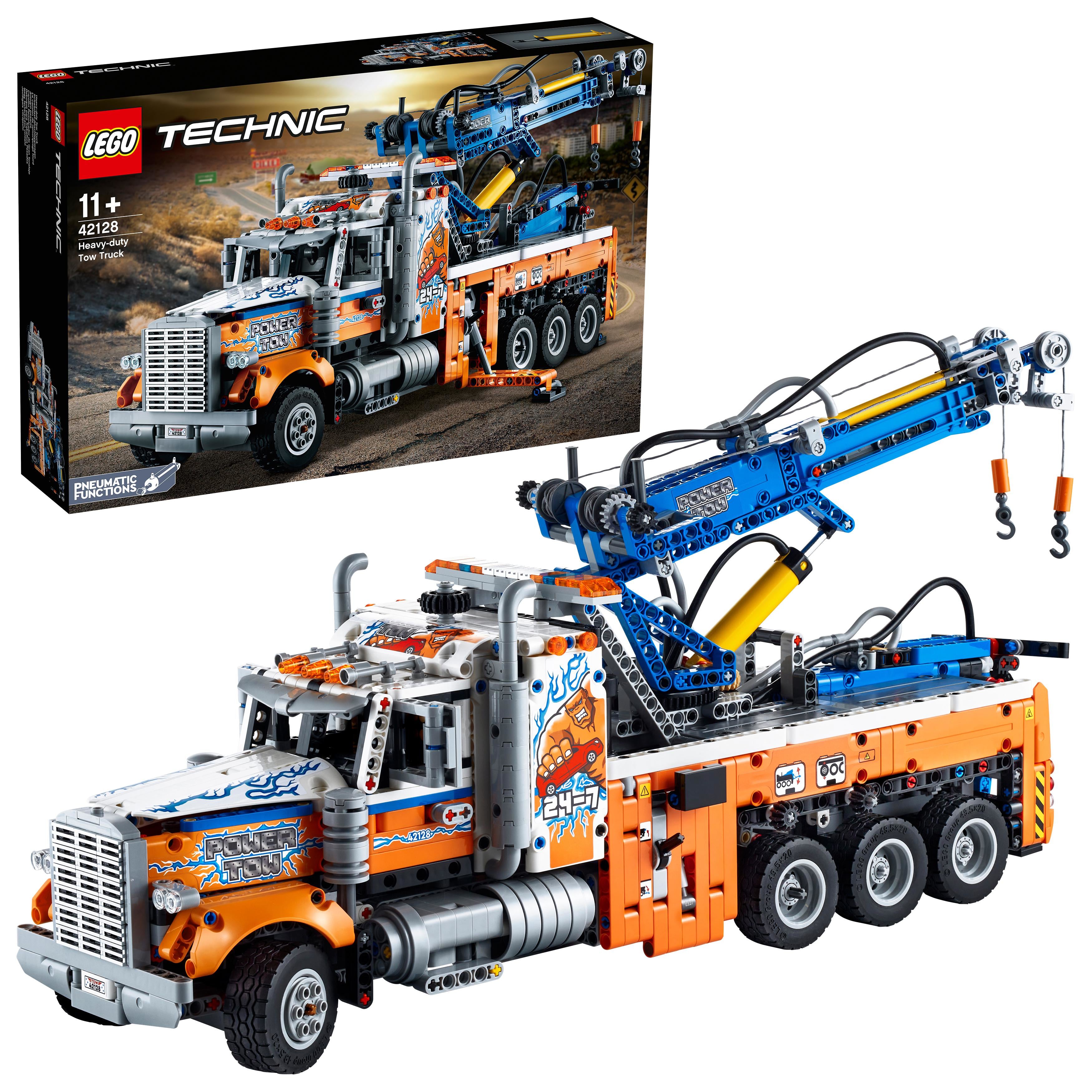 LEGO 42128 Technic Heavy-Duty Tow Truck with Crane Toy Model Building Set, Engineering for Kids Series