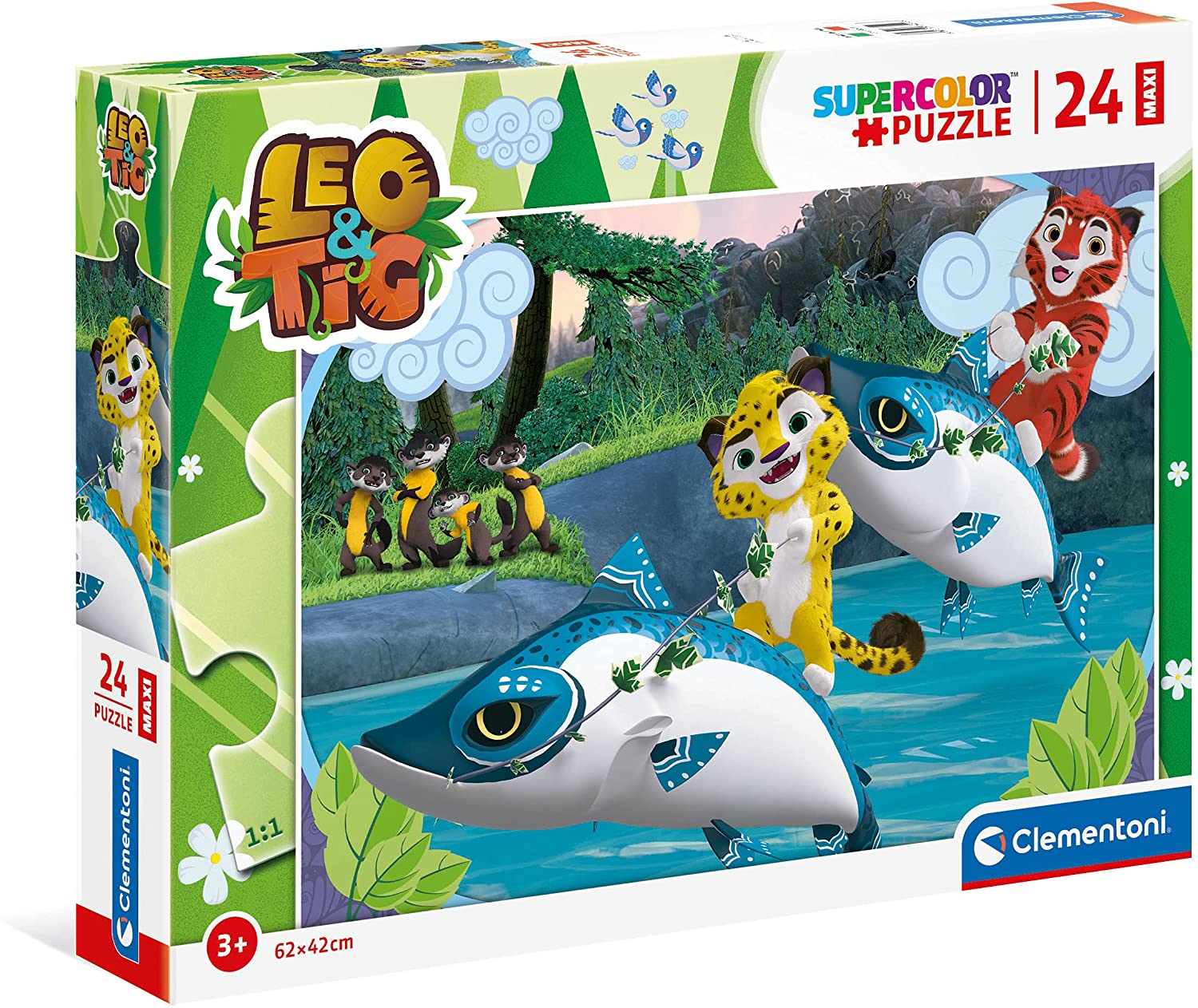 CLEMENTONI - Puzzle - Super Color - Leo & Tig - 24 Pieces Maxi