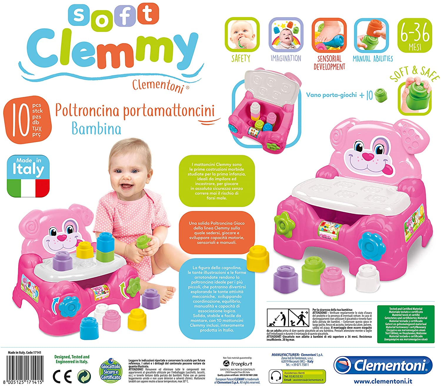 CLEMENTONI Baby Clemmy Brick's holder Armchair - Pink - Mod: CLM17141