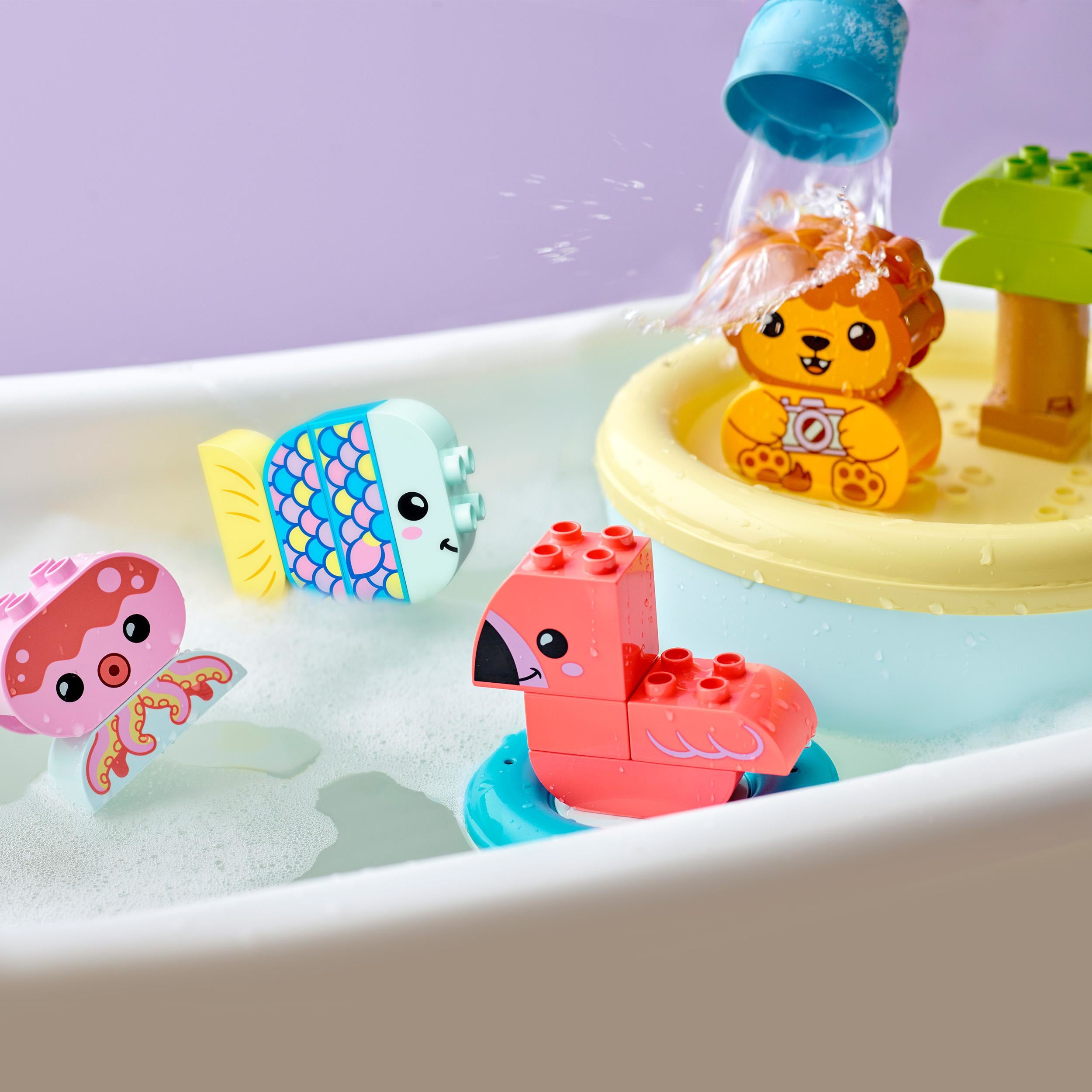 LEGO 10966 DUPLO Bath Time Fun: Floating Animal Island Bath Toy for Babies and Toddlers 1 .5 Years Old, Baby Bathtub Water Toys