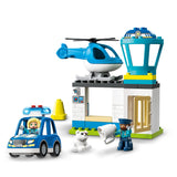 LEGO 10959 DUPLO Rescue Police Station Push & Go Car with Lights and Siren plus Helicopter Toy Set, Early Learning Toys for Toddlers 2 Plus Years Old