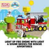 LEGO 10969 DUPLO Rescue Fire Engine Toy with Lights & Sound, Toys for Toddlers 2 Plus Years Old, Fine Motor Skills Development Set
