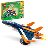 LEGO 31126 Creator 3in1 Supersonic Jet Plane to Helicopter to Speed Boat Toy Set, Buildable Vehicle Models for Boys and Girls 7 Plus Years Old