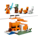 LEGO 21178 Minecraft The Fox Lodge House Animals Toy for Kids 8 Years Old, Set with Drowned Zombie