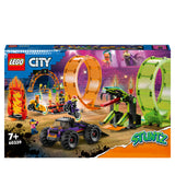LEGO 60339 City Stuntz Double Loop Stunt Arena, Monster Truck Playset with 2 Toy Motorbikes, Ramp and 7 Minifigures, for Kids Aged 7 plus