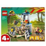 LEGO 76957 Jurassic Park Velociraptor Escape Dinosaur Toy for Boys, Girls, Kids Aged 4 and Up, Set with Dino Figure, Off-Road Car and 2 Minifigures