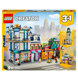 LEGO 31141 Creator 3in1 Main Street to Art Deco Skyscraper or Market Street Building Set, Building Toy with Model Hotel, Café, Apartments and Shops, Creative Construction Model Kit