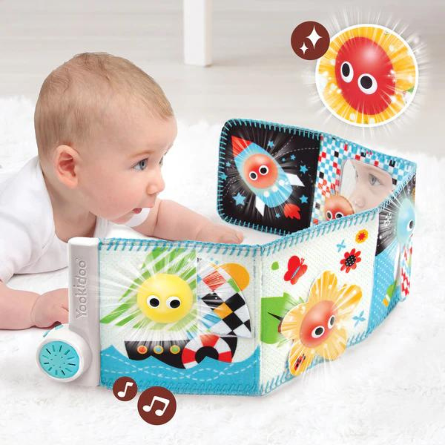Yookidoo - Lights 'N' Music Baby Book - Baby Activity Toy - Age: +0M - +12M