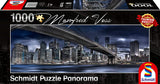 Schmidt Spiele 59621 Manfred Voss, New York, Dark Night, 1000-Piece Panorama Puzzle, Colourful