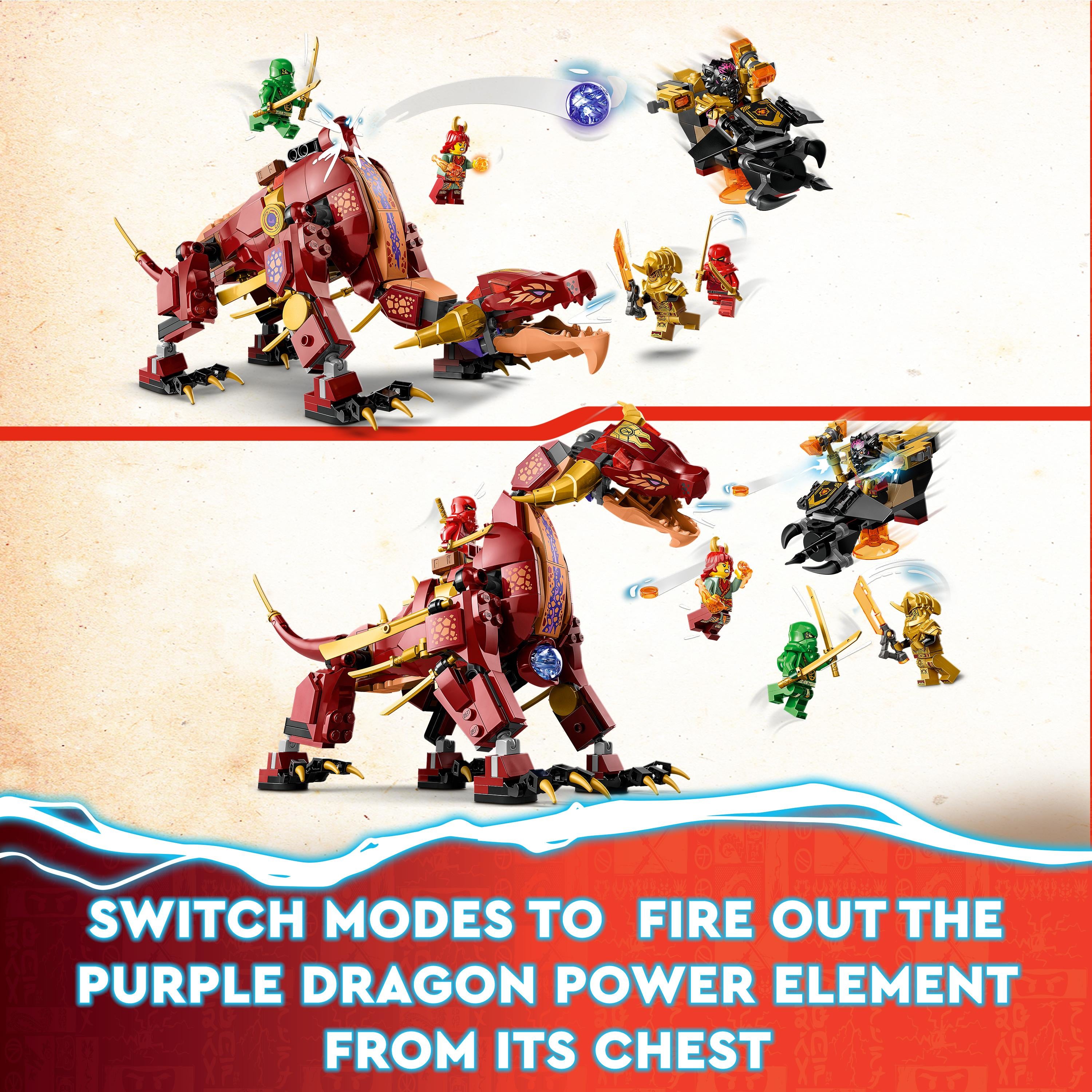 LEGO 71793 NINJAGO Heatwave Transforming Lava Dragon Toy, Dragons Rising Series Set with Mythical Creature Figure, plus Kai & Lloyd Minifigures