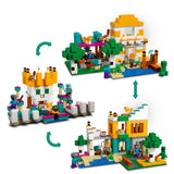 LEGO 21249 Minecraft The Crafting Box 4.0, 2in1 Playset; Build River Towers or Cat Cottage, with Alex, Steve, Creeper and Zombie Mobs Figures, Action Toys for Kids, Boys, Girls