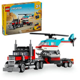 LEGO Creator 3in1 Flatbed Truck with Helicopter Toy to Propeller Plane and Fuel Lorry to Hot Rod and SUV Car Toys for 7 Plus Year Old Boys, Girls and Kids who Love Cool Vehicles, Gift Idea 31146
